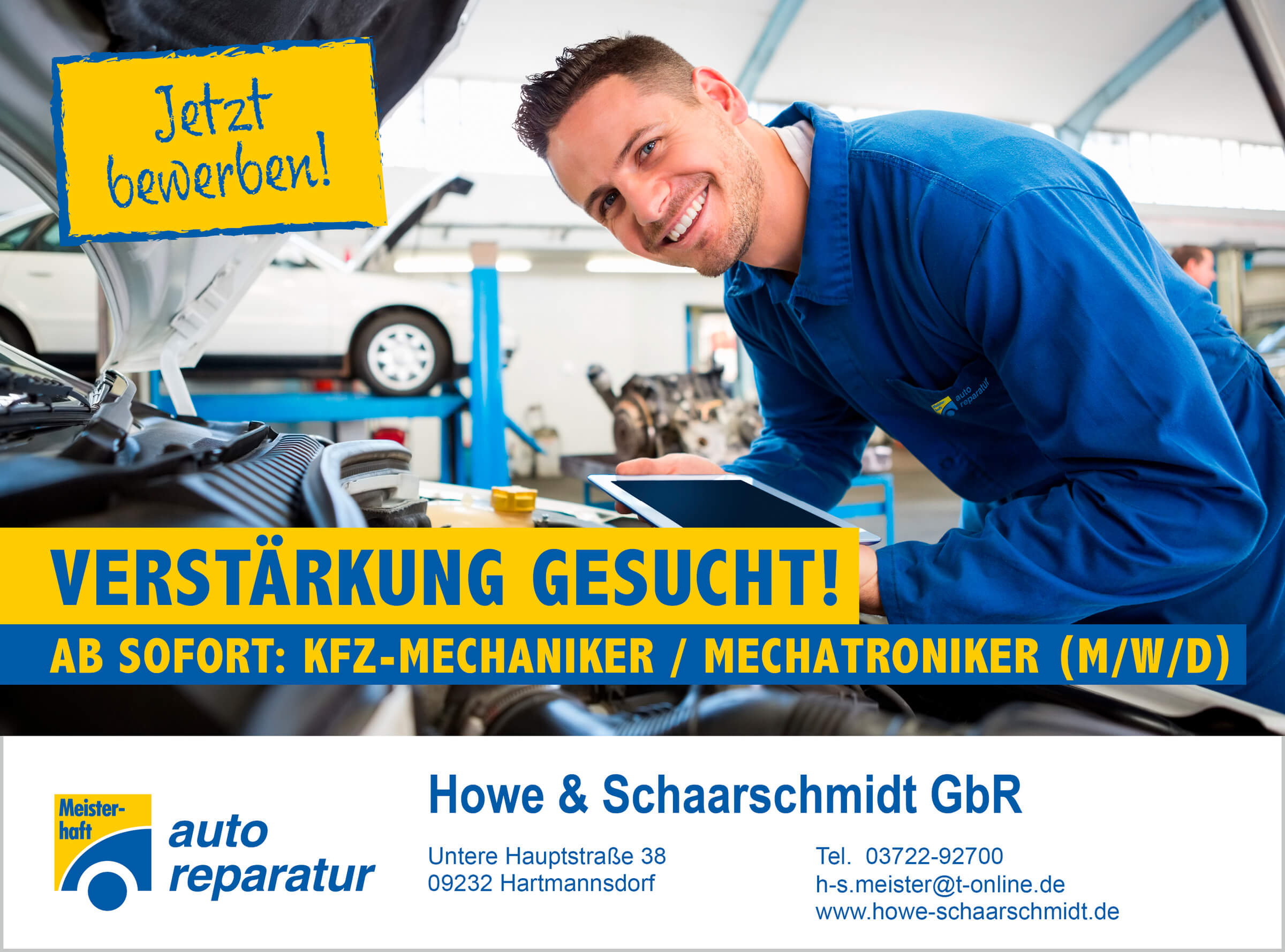 Howe & Schaarschmidt GbR sucht Kfz-Mechaniker/Mechatroniker